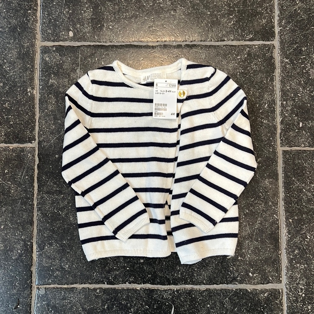 White and navy striped sweater